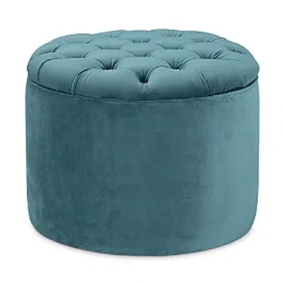 Tov Furniture Queen Velvet Storage Ottoman In Blue
