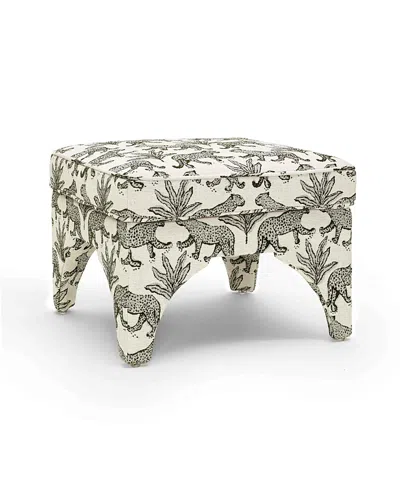 Tov Furniture Raji Leopard Jacquard Ottoman In Neutral