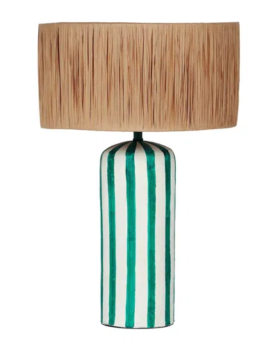 Tov Furniture Ravello Striped Papier Mache Table Lamp In Green