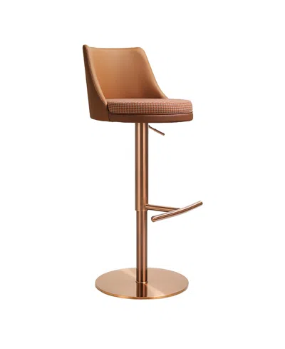Tov Furniture Reagan Performance Faux Leather Adjustable Stool In Brown