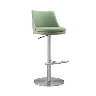 Tov Furniture Reagan Performance Faux Leather Silver Adjustable Stool In Green