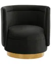 Tov Remy Black Velvet Swivel Chair In Black