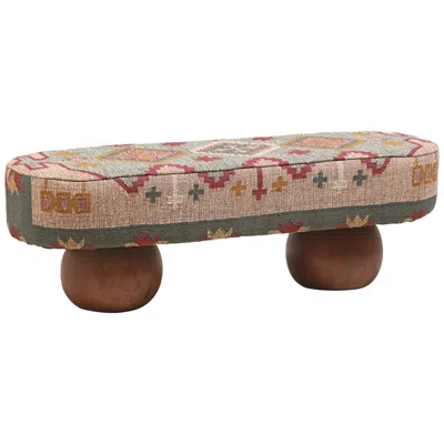 Tov Furniture Rizi 53" Wide Multi-color Tribal Textured Wool Oval Bench