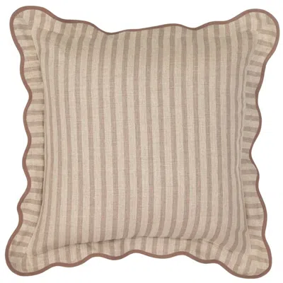 Tov Furniture Rose Taupe Striped Linen Accent Cushion In Brown