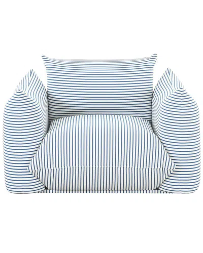 Tov Furniture Saint Tropez Pearl Striped Stuffed Outdoor Armchair In Blue