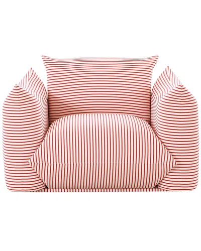 Tov Furniture Saint Tropez Pearl Striped Stuffed Outdoor Armchair In Red