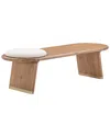 Tov Furniture Samantha Cognac Acacia Bench With Boucle Seat