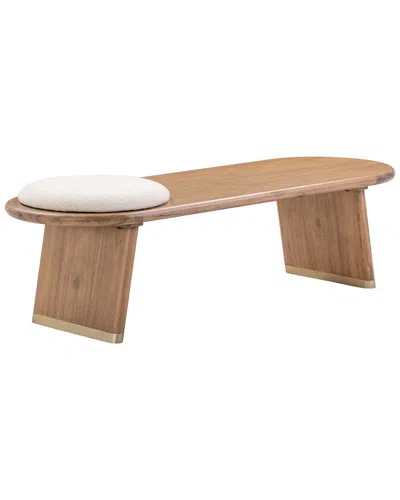 Tov Furniture Samantha Cognac Acacia Bench With Boucle Seat