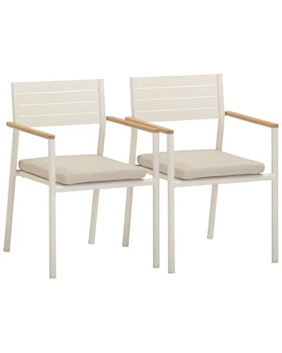 Tov Furniture Sardinia Cream Outdoor Dining Chair - Set Of 2 In Neutral