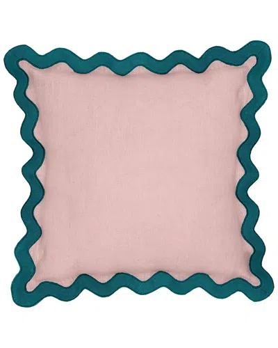 Tov Furniture Scalloped Edge Linen Throw Pillow In Blue