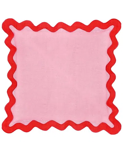 Tov Furniture Scalloped Edge Linen Throw Pillow In Pink