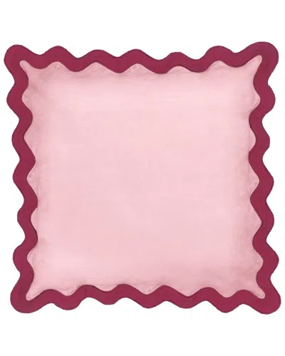 Tov Furniture Scalloped Edge Velvet Throw Pillow In Pink