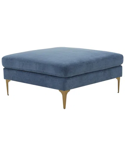 Tov Furniture Serena Velvet Ottoman In Blue