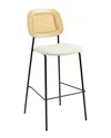 Tov Furniture Set Of 2 Anais Natural Rattan Counter Stool In Black