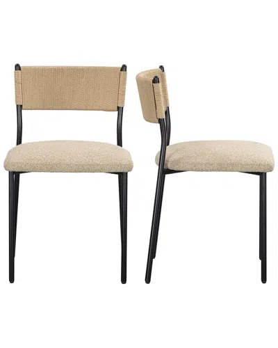 Tov Furniture Set Of 2 Celine Tan Performance Speckled Boucle Dining Chairs In Brown