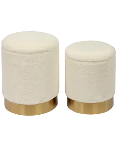 Tov Set Of 2 Faux Sheepskin Storage Ottomans