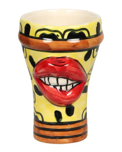 Tov Furniture Set Of 4 Velma Flirty Ceramic Glasses In Yellow