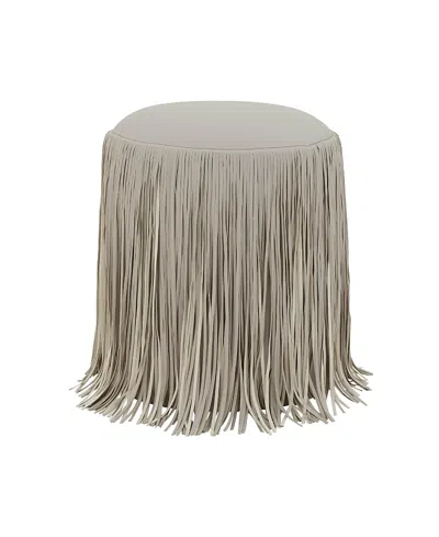 Tov Furniture Shag Me Performance Faux Leather Ottoman In Gray