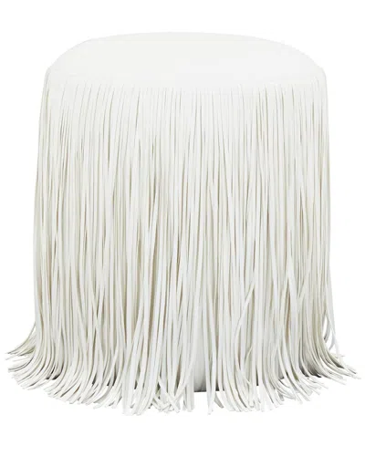 Tov Furniture Shag Me Performance Vegan Leather Ottoman In White