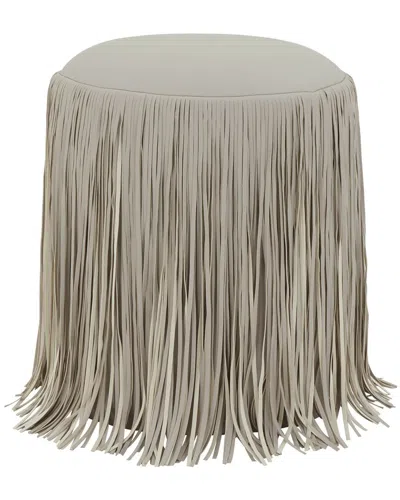 Tov Furniture Shag Me Performance Vegan Leather Ottoman In Gray