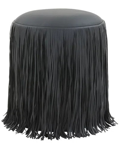 Tov Furniture Shag Me Performance Vegan Leather Ottoman In Gray