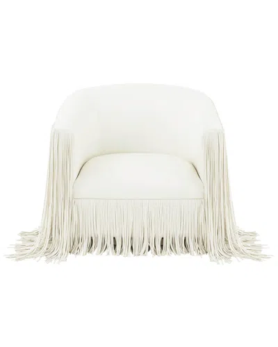 Tov Shag Me Vegan Leather Swivel Chair In Ivory