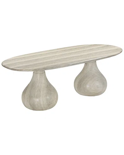 Tov Furniture Smooch Faux Travertine Indoor/outdoor Pedestal Dining Table In Purple