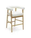 Tov Furniture Spara Faux Leather Counter Stool In White
