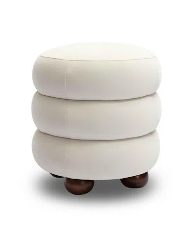Tov Furniture Stefanie Velvet Ottoman In White