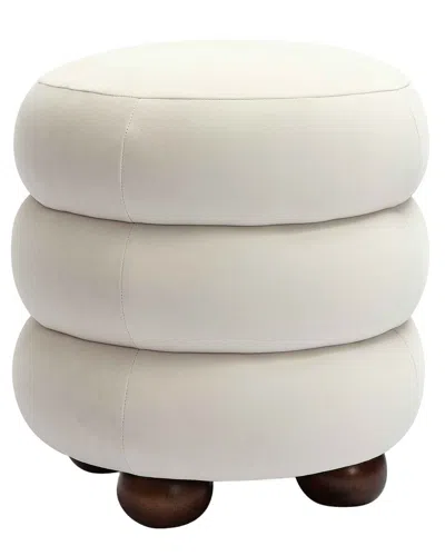 Tov Furniture Stefanie Velvet Ottoman In White