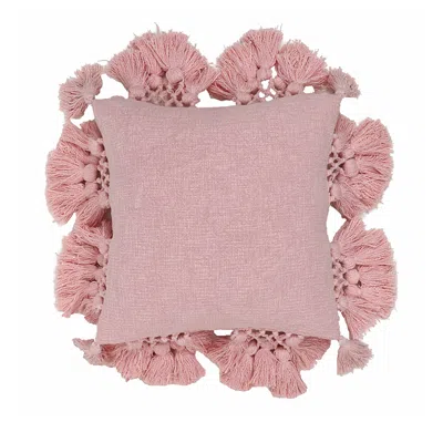 Tov Furniture Stone Washed Blush Cotton Tasseled Pillow In Pink