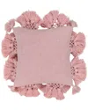 Tov Furniture Stone Washed Blush Cotton Tasseled Pillow In Pink In Pink