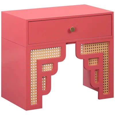 Tov Furniture Suzie 26" Wide Coral Pink Wood 1-drawer Nightstand