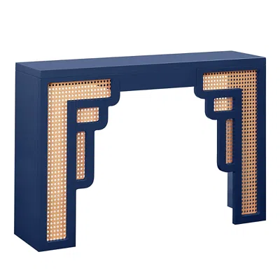 Tov Furniture Suzie Rattan Console Table In Navy