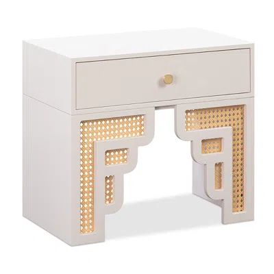Tov Furniture Suzie Rattan Nightstand In White