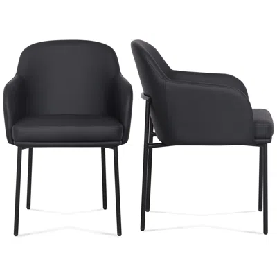 Tov Furniture Sydney Black Performance Vegan Leather Armchair Set Of 2