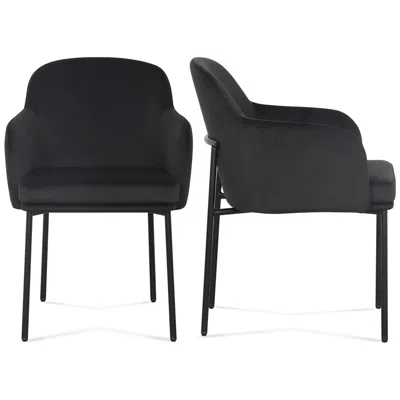 Tov Furniture Sydney Black Performance Velvet Armchair Set Of 2
