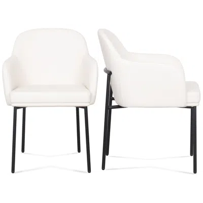 Tov Furniture Sydney Cream Performance Vegan Leather Armchair Set Of 2 In White
