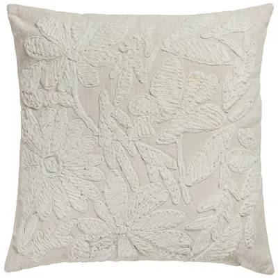 Tov Furniture Tabitha Cream 20" Square Embroidered Pillow In White