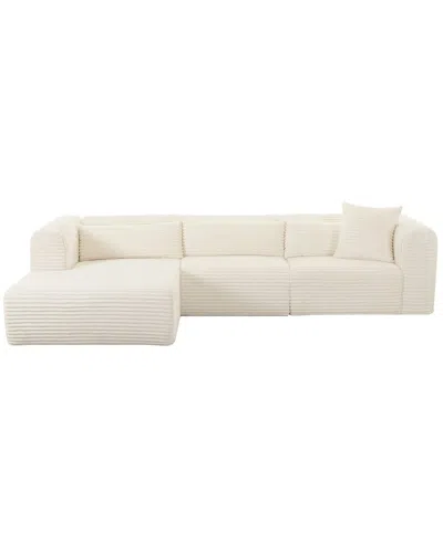 Tov Furniture Tarra Fluffy Oversized Corduroy Modular Laf Sectional In White