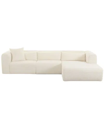 Tov Furniture Tarra Fluffy Oversized Cream Corduroy Modular Raf In White