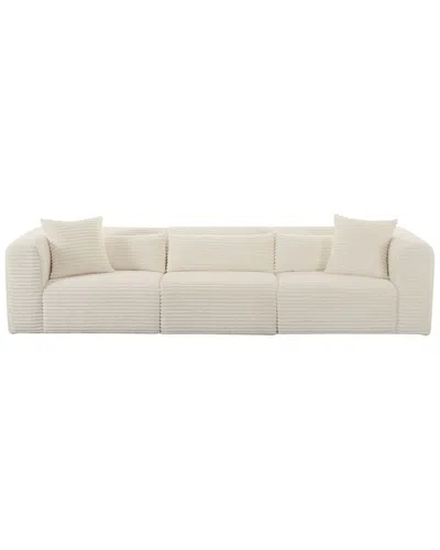 Tov Furniture Tarra Fluffy Oversized Cream Corduroy Modular Sofa In White