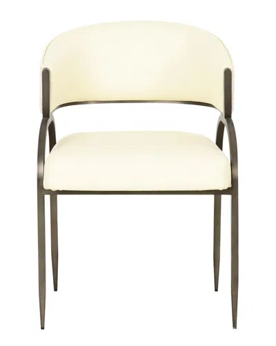 Tov Furniture Tatum Vegan Leather 2-tone Jacquard Dining Chair In White
