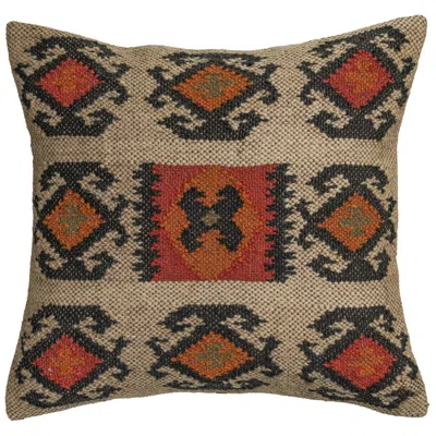 Tov Furniture Terra "clay" 20 Inch Square Wool And Jute Kilim Pillow In Multi