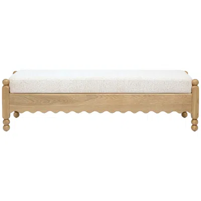 Tov Furniture Thelma Cream Performance Basketweave Bench In White