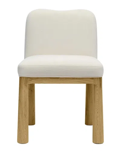 Tov Furniture Tiara Velvet & Oak Dining Chair In Cream