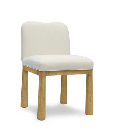 Tov Furniture Tiara Velvet Oak Dining Chair In White
