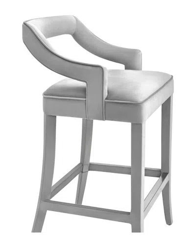 Tov Tiffany Grey Velvet Bar Stool