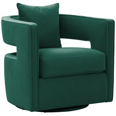 Tov Furniture Tov 30" Wide Kennedy Forest Green Velvet Fabric Modern Swivel Chair