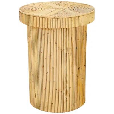 Tov Furniture Tov Acadia 15 3/4" Wide Natural Rattan Wood Round Side Table